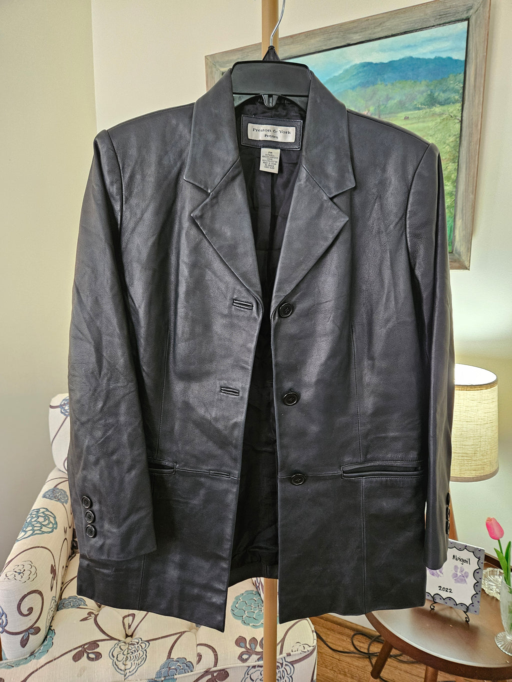 Preston & York Black Genuine Lamb Skin Jacket Sz Petitie Med