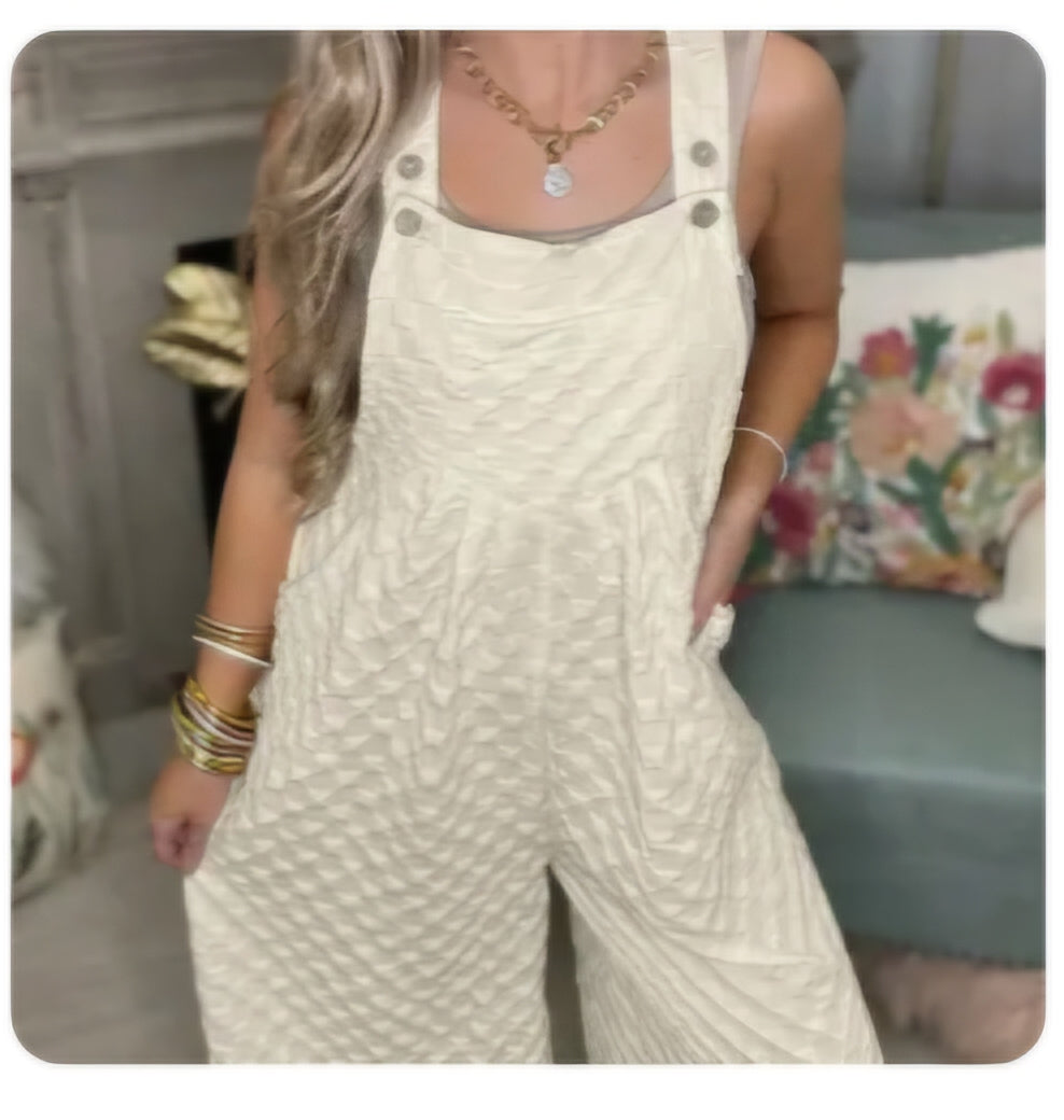 Rosa Clothing Textured Cream Oversized Overalls 🌿