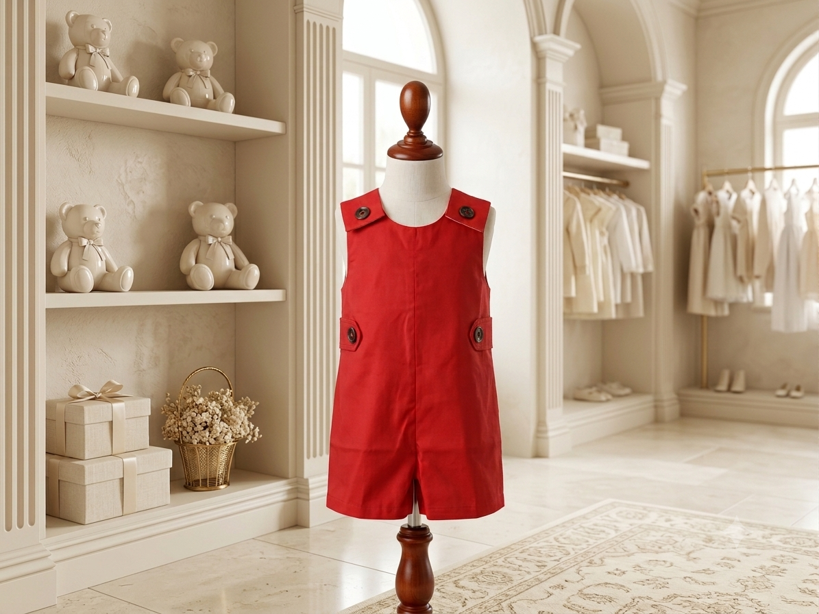 The Beaufort Bonnet Company Classic Red Overall Romper | Size 0–6M