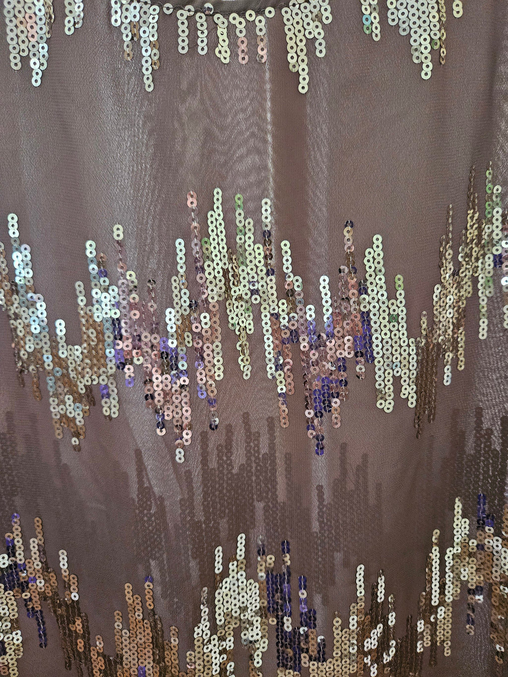 Umgee Sequin Sheer Overlay Top Gold Sparkle Flutter Sleeve