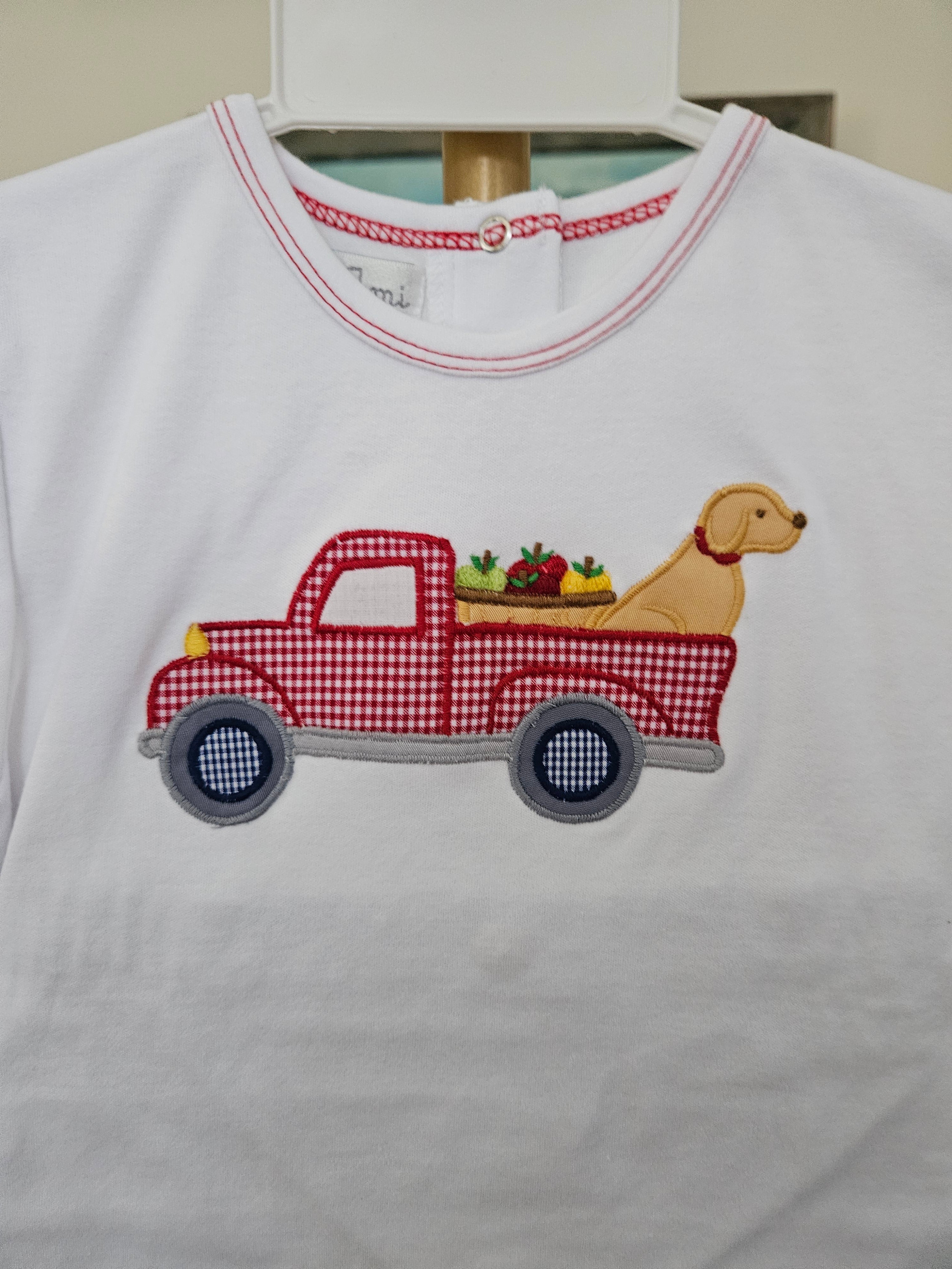 Petit Ami Apple Truck Applique Matching Shirt And Pants