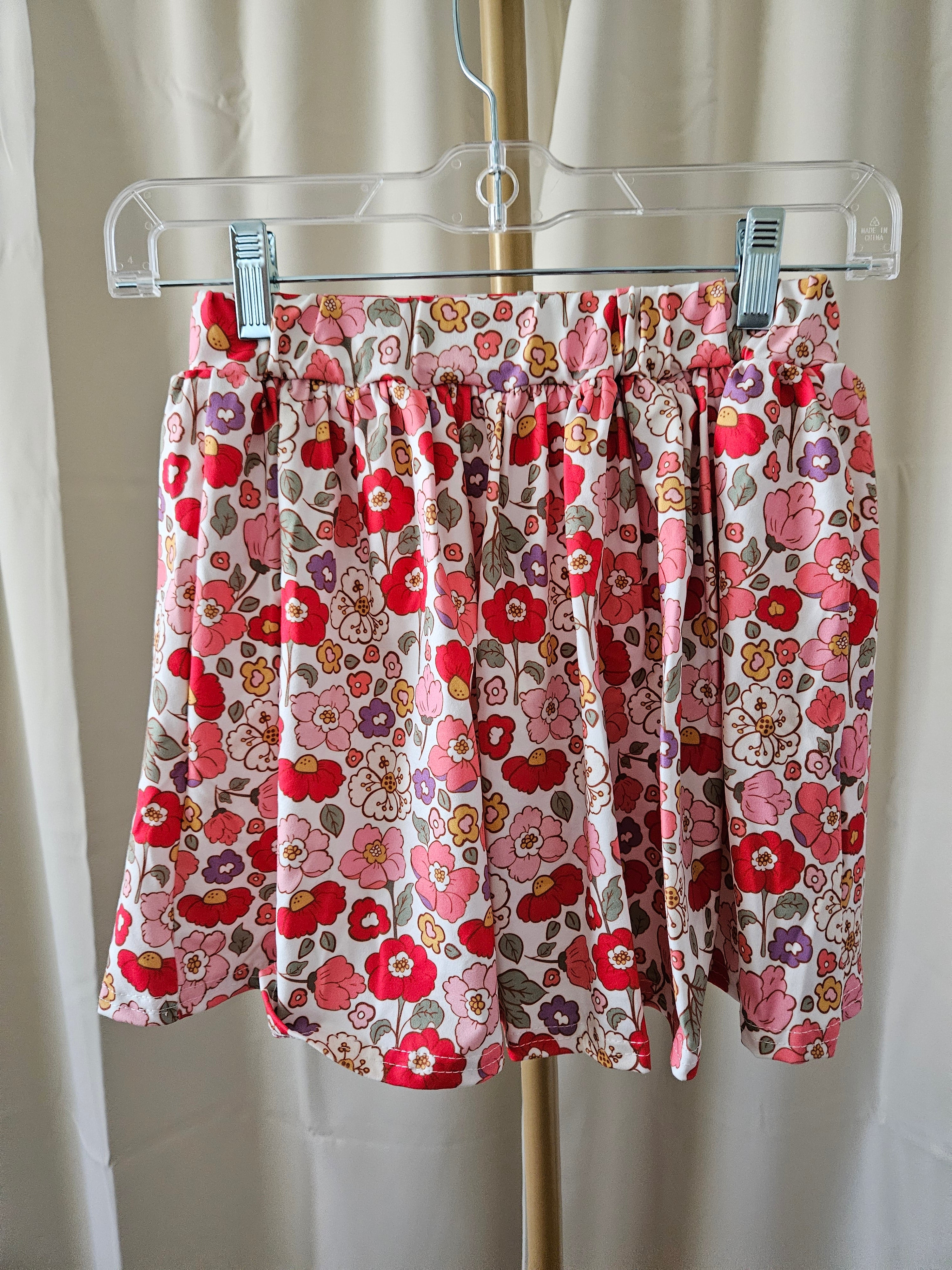 Adorable Sweetness Peach Bow Floral Skort Set