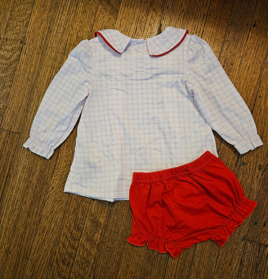 Abby & Evie Princess Embroidered Top and Red Shorts Set Sz 18M