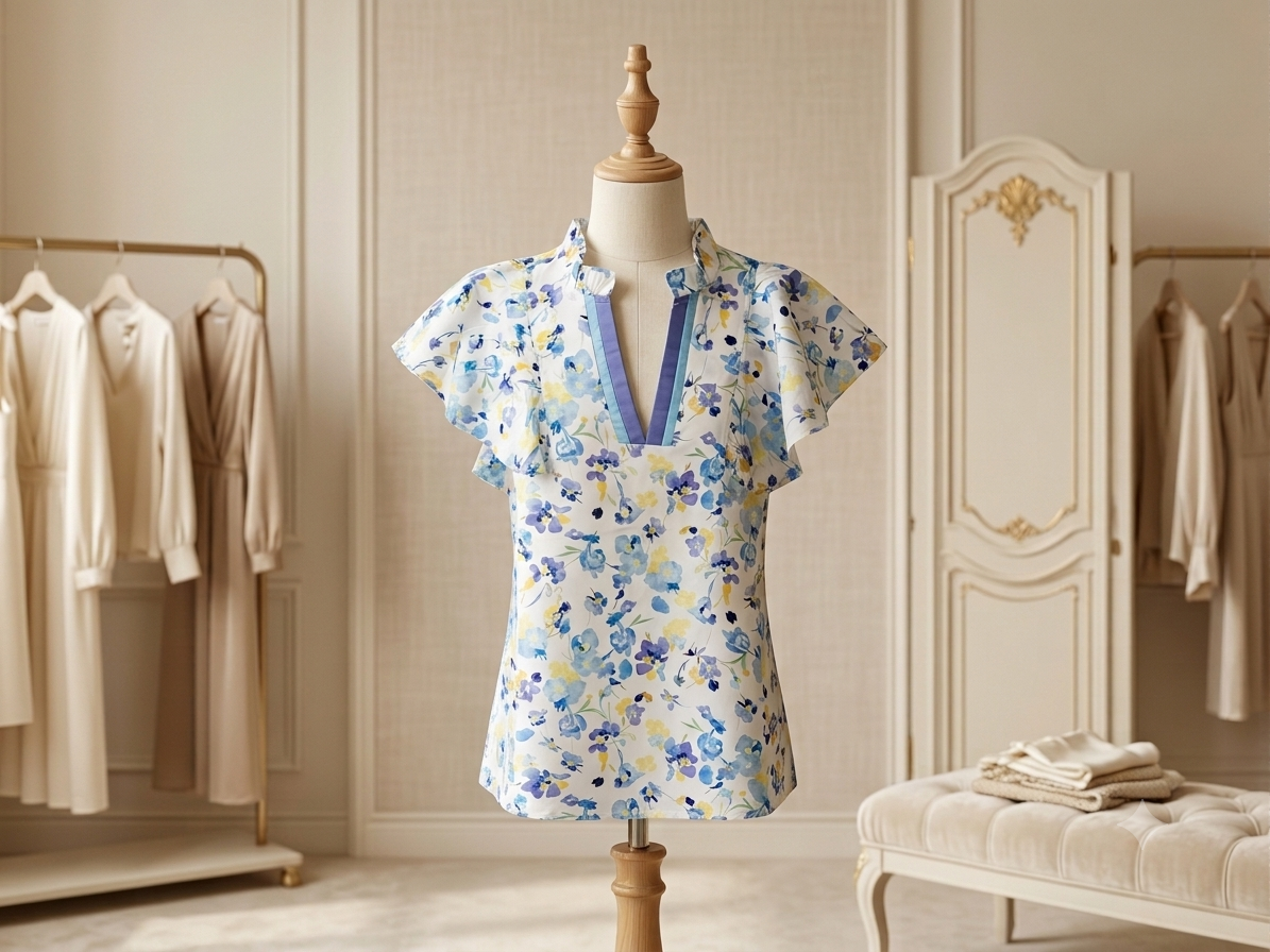Lovesoft Floral V-Neck Flutter Sleeve Top | Size S & M