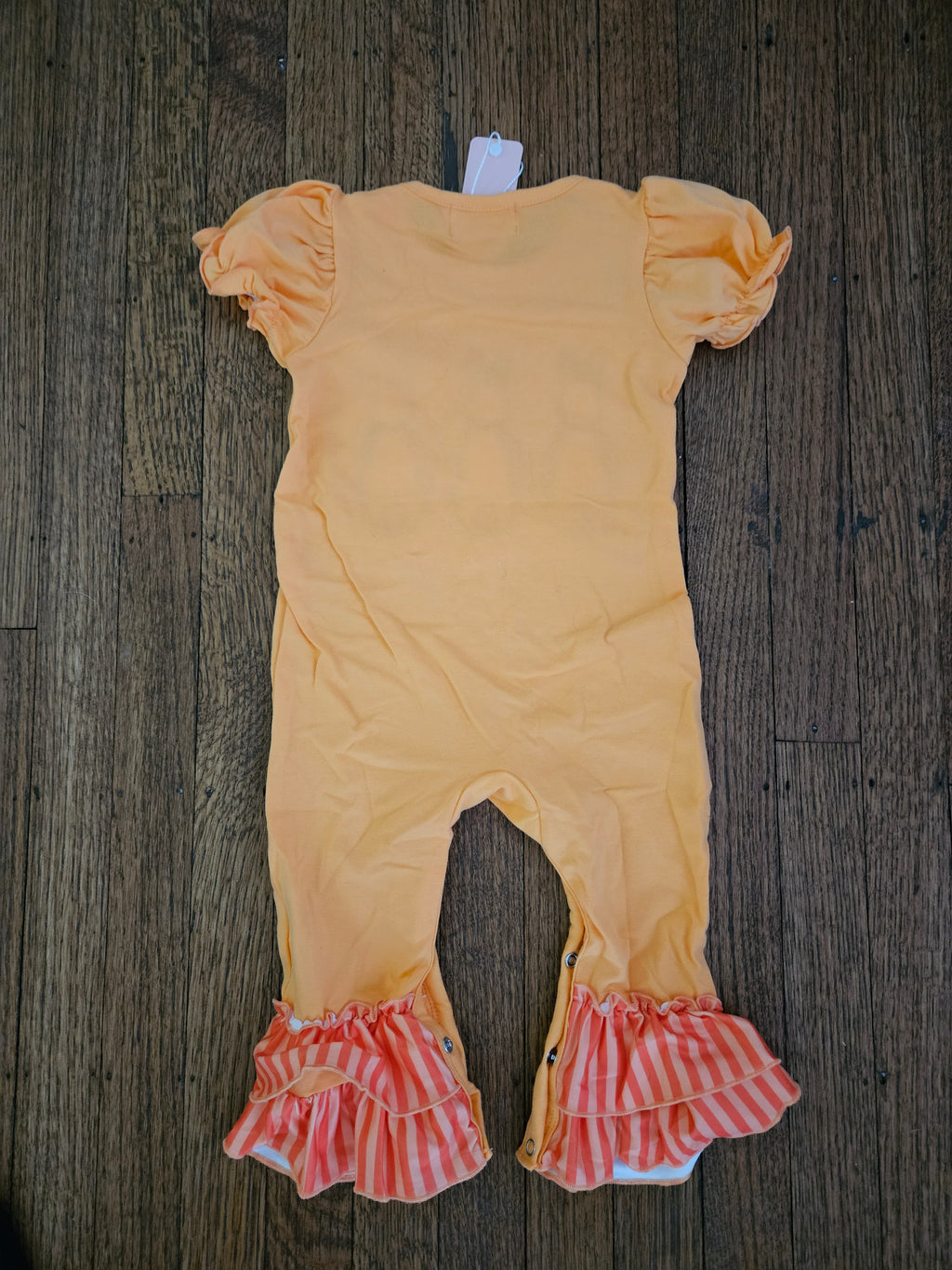 Marie Nicole Orange Bunny Ruffle Romper Sz 12-18M