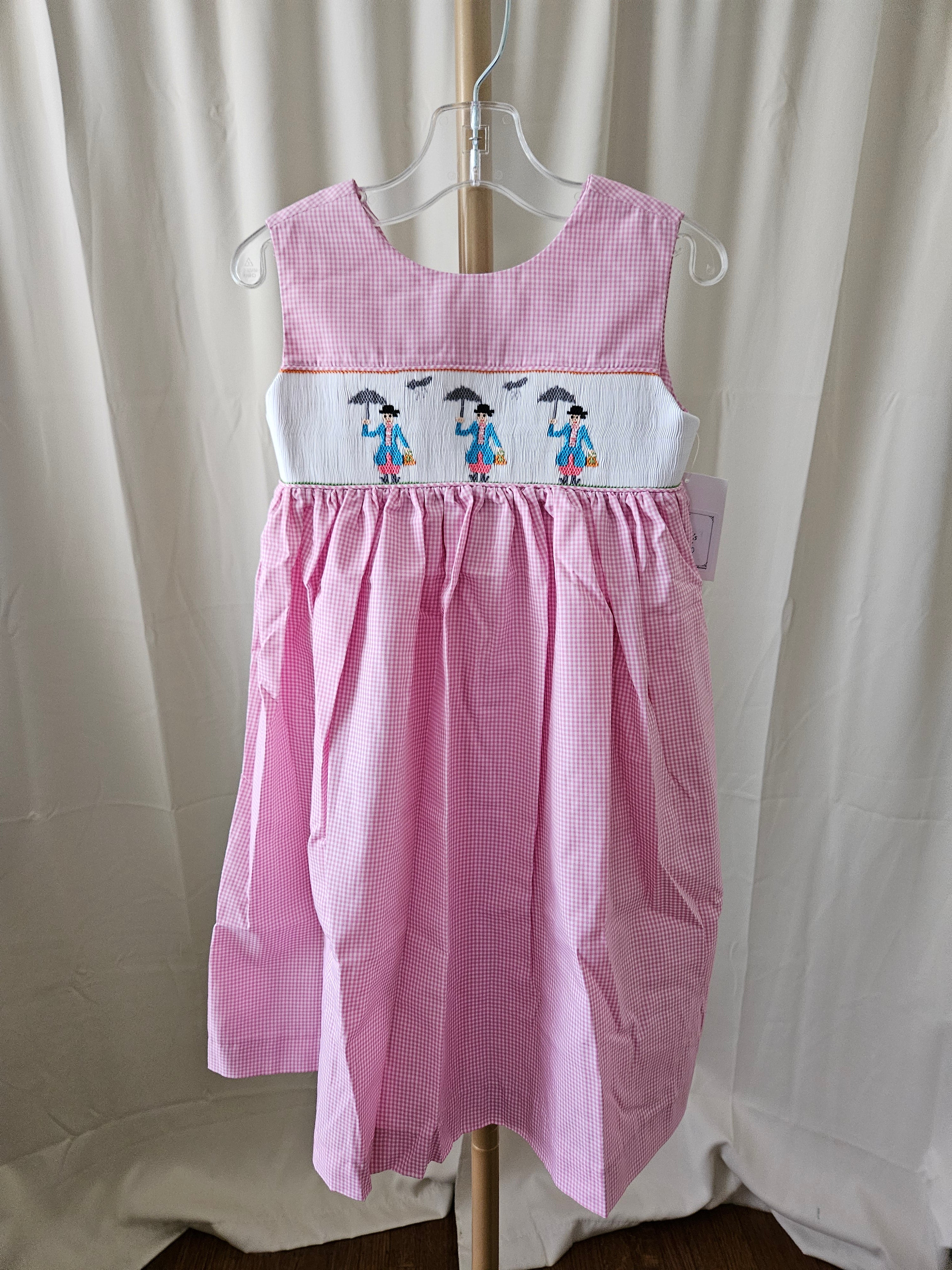 Mom & Me Pink & White Gingham Mary Poppins Smocked Dress — 2T