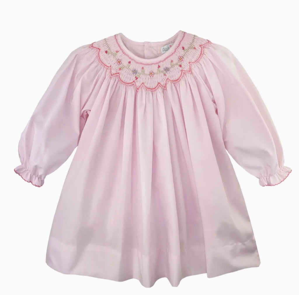 Petit Amu Pink Floral Smocked Bishop Dress