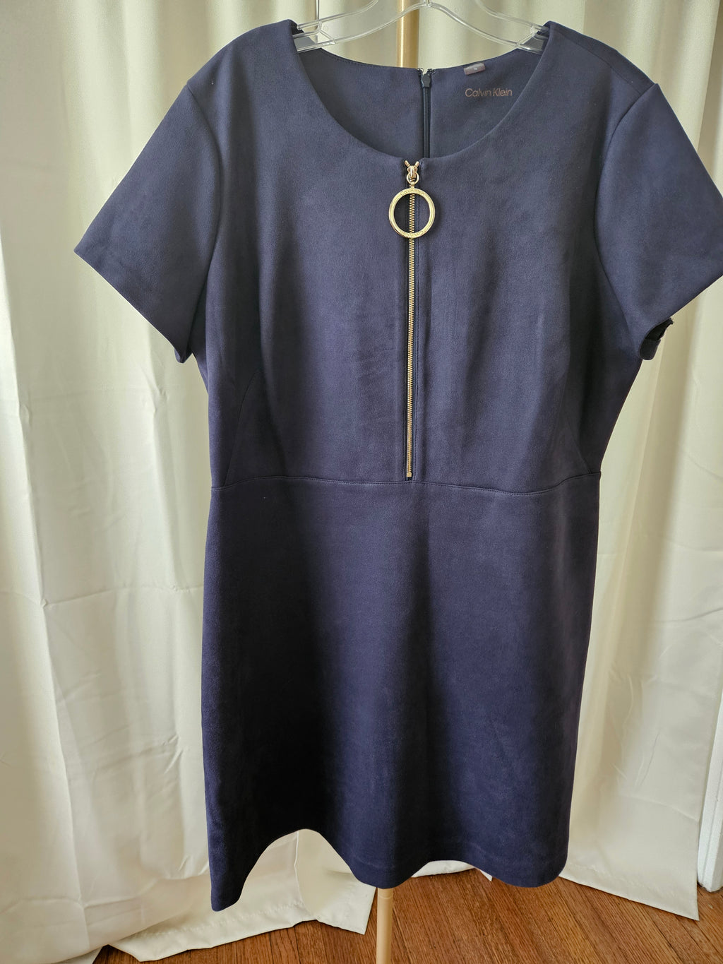 Calvin Klein Navy Zip Front Dress Sz 16