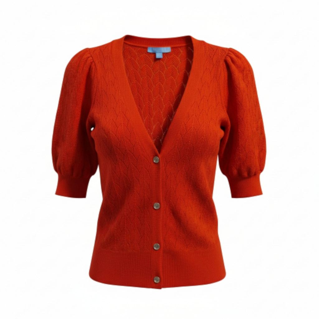 Draper James Red Orange V-Neck Cardigan Sz XS