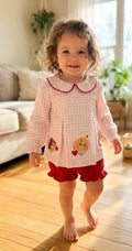 Abby & Evie Princess Embroidered Top and Red Shorts Set Sz 18M