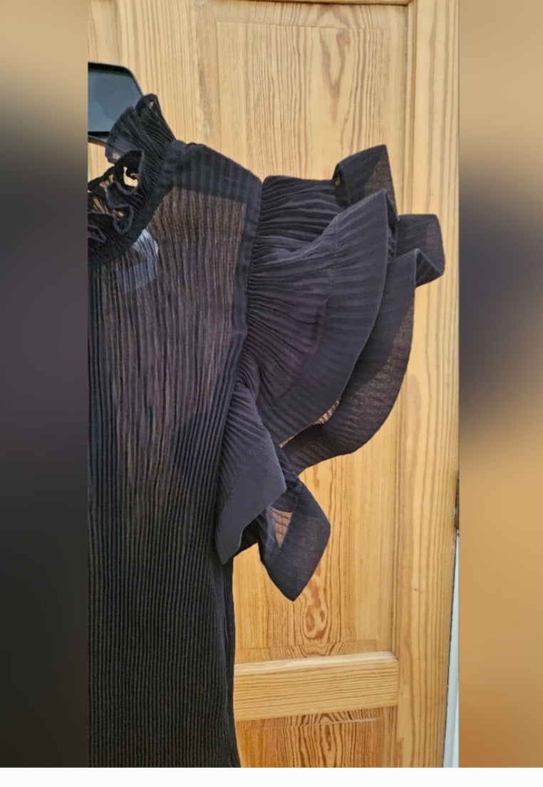 Lovesong Flounce Sleeve High Neck Shear Blouse Size Small