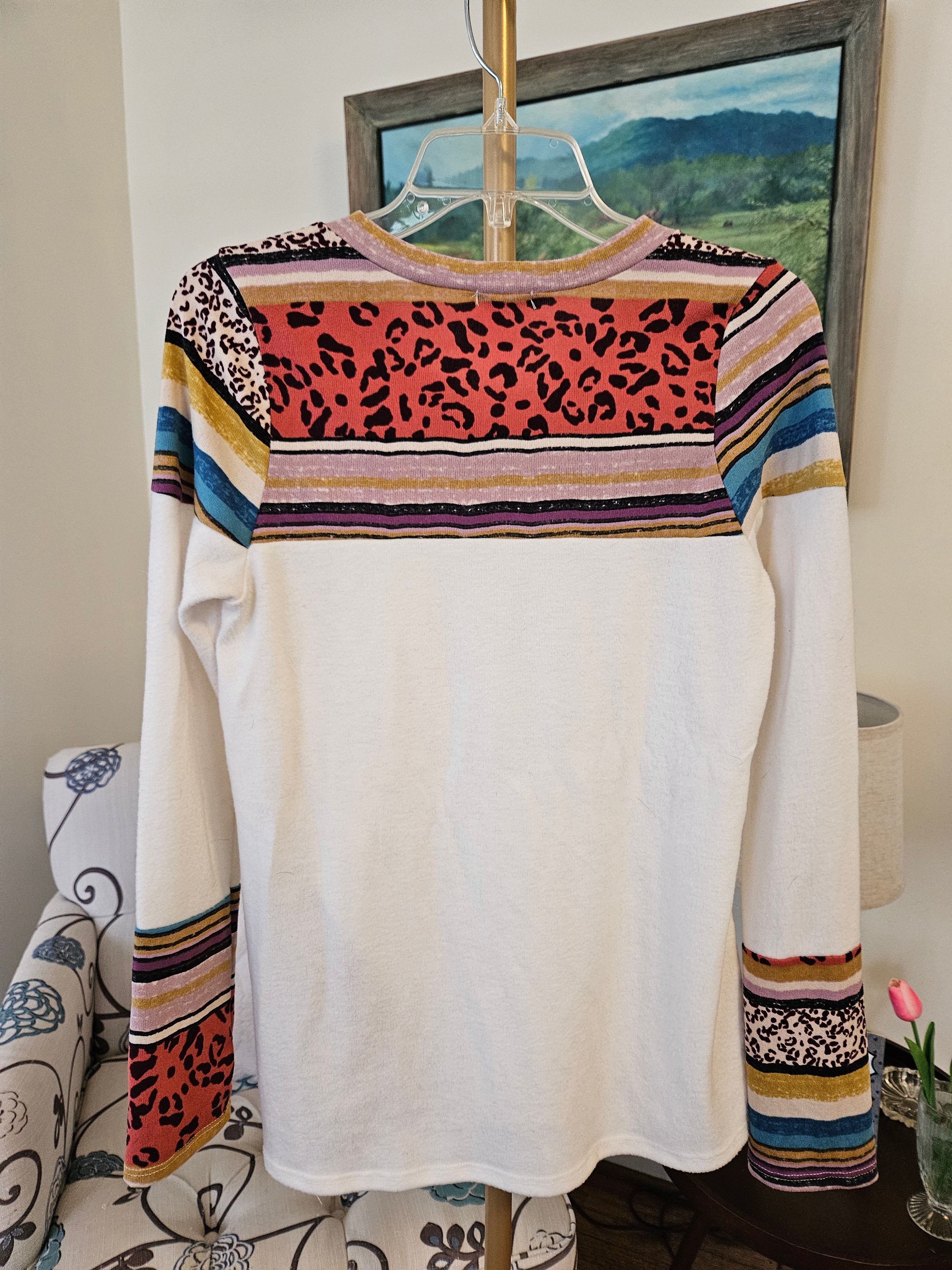 Lovely Melody Multicolor Patterned Blouse Sz Sm