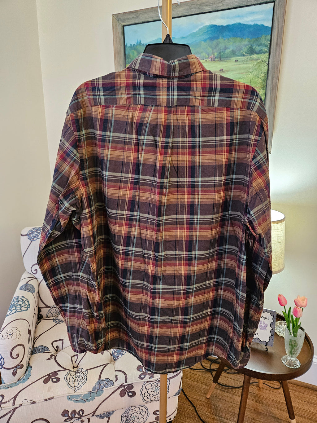 Ralph Lauren Brown Plaid Casual Button Down Shirt Sz XL