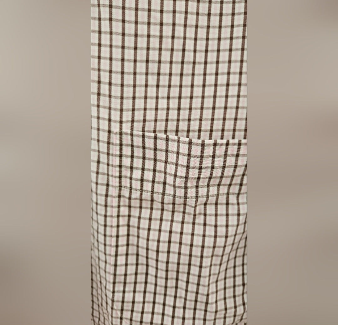 Peter Millar Pink & Brown Plaid Longsleeve Button Down Size Large