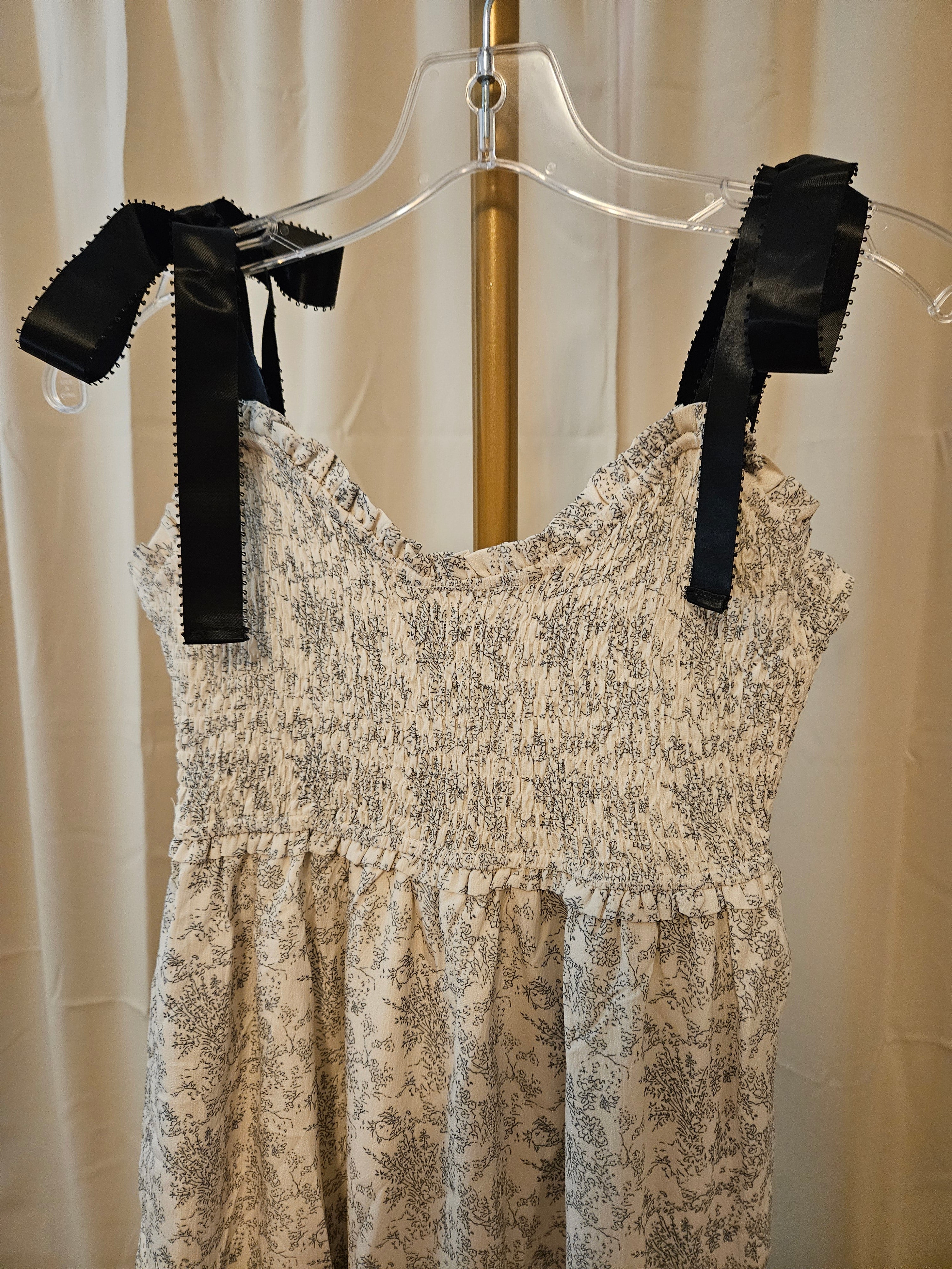 J.NNA Floral Black & Cream Empire Waist Maxi Dress