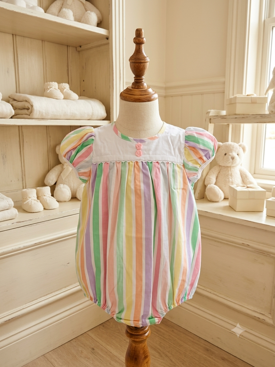The Beaufort Bonnet Company 6-12M Pastel Striped Bubble