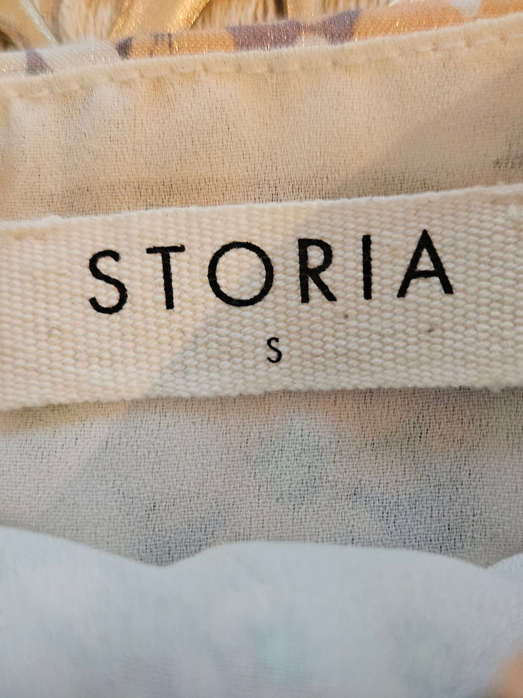 Storia Floral Blouse with Puff Sleeves & Shimmer Accent Sz Sm