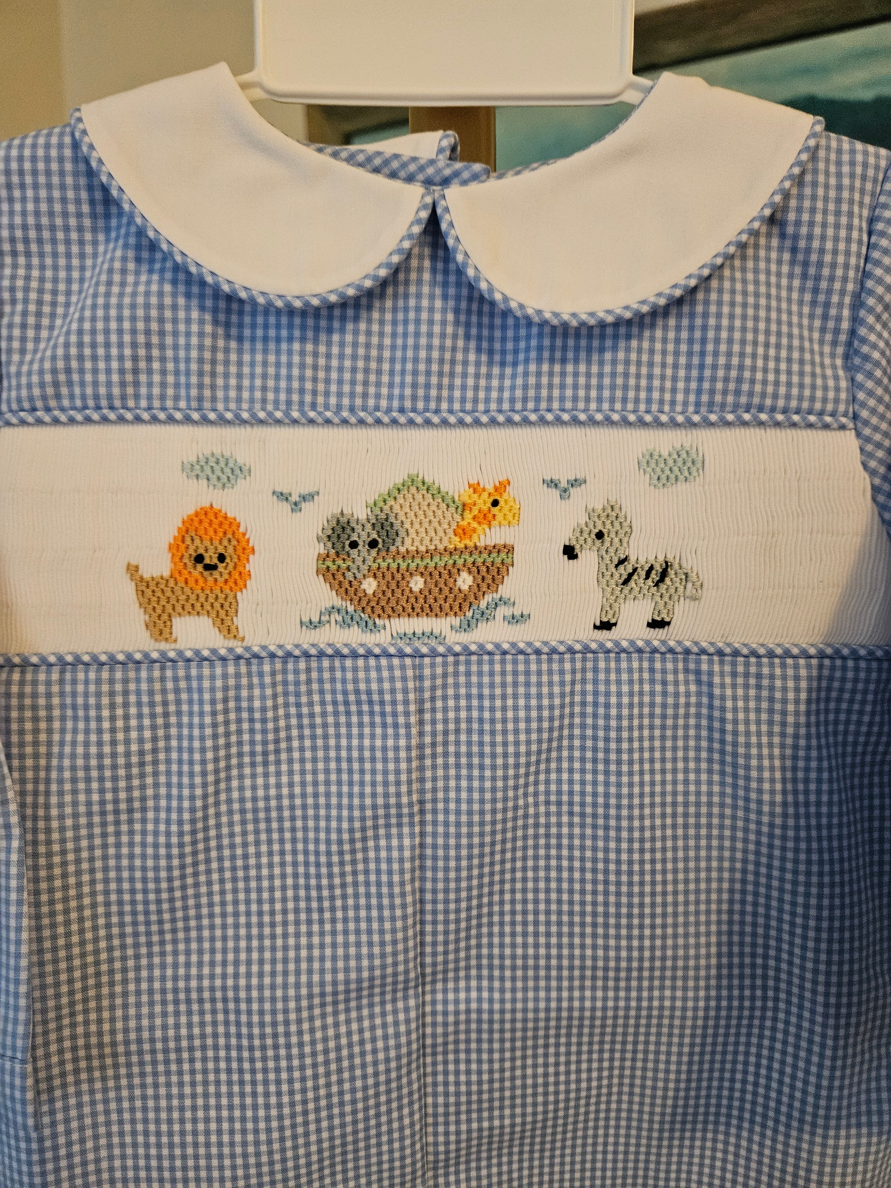 Petit Ami Noah's Ark Longall With Hand Picture Smocking