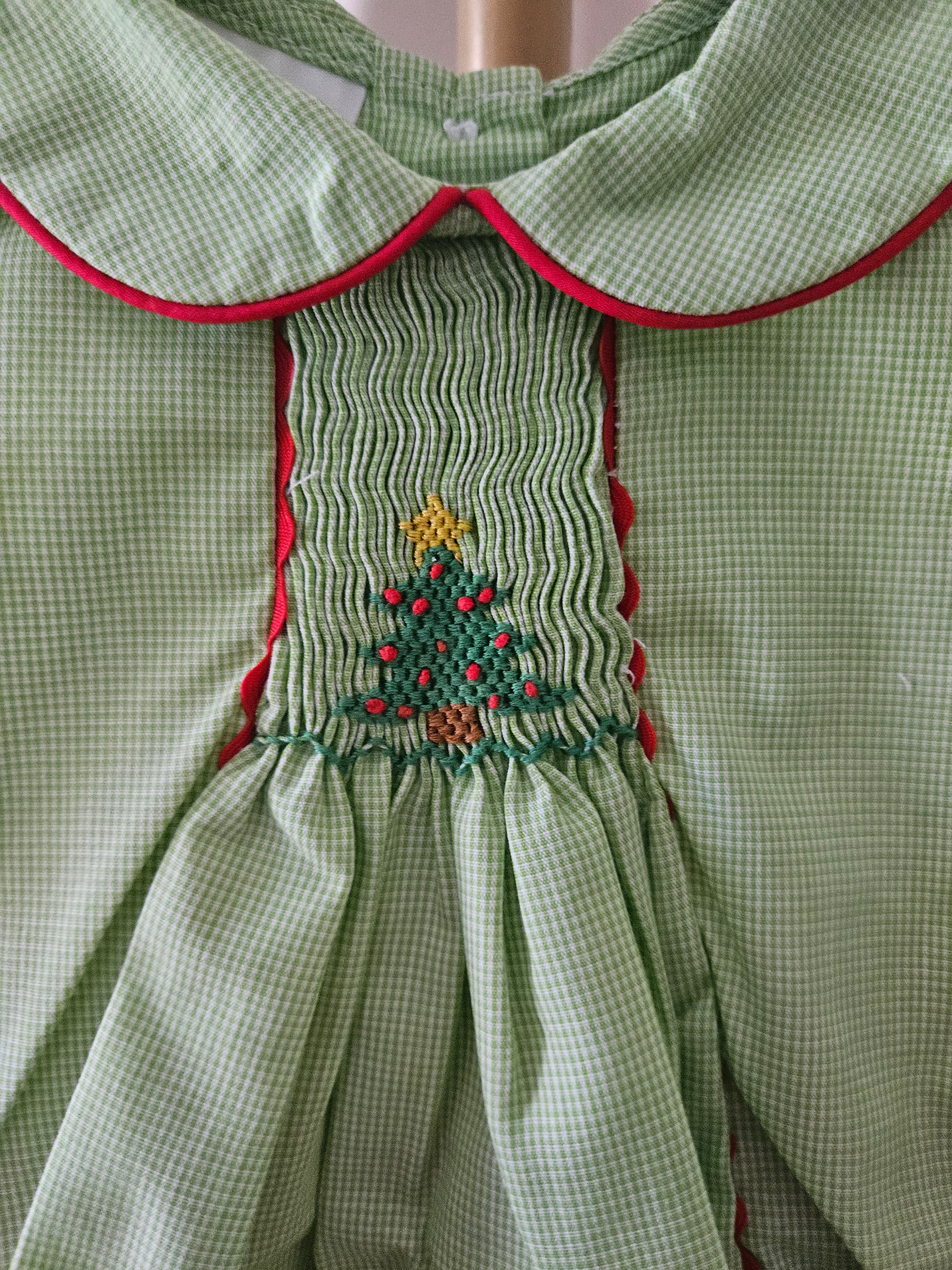 Baby Blessings Smocked Christmas Tree Outfit Red Bloomer Set Boutique