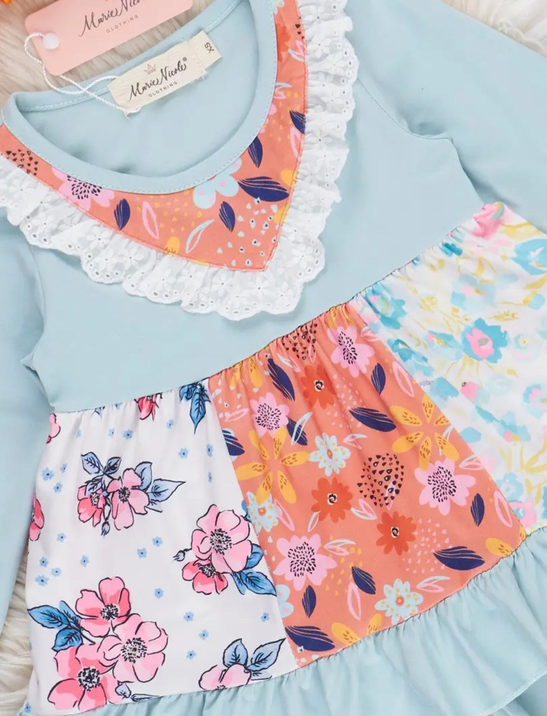 Marie Nicole Teal & Orange Garden Ruffle Sz 2T