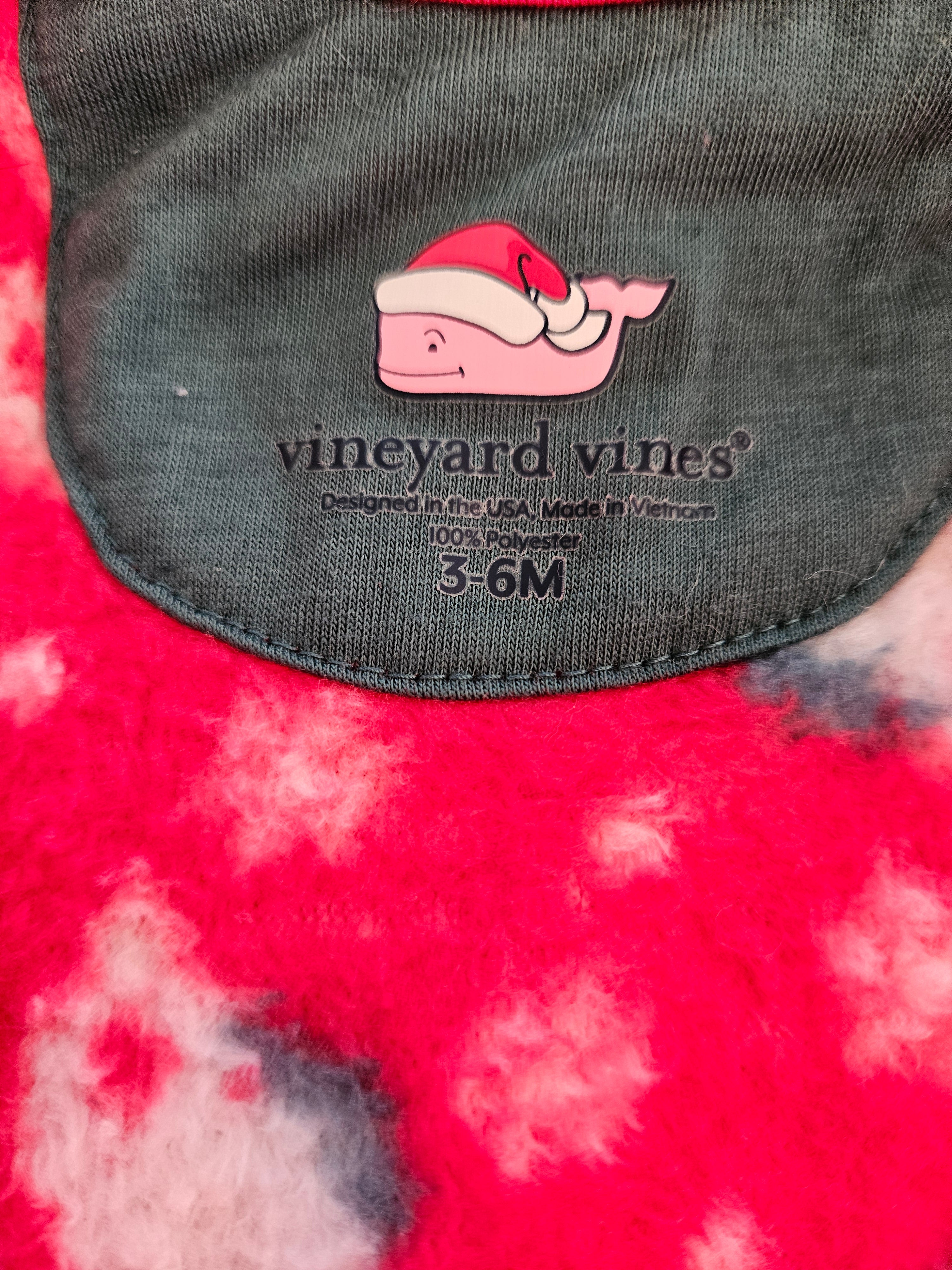 Vineyard Vines Baby Santa Whale Footed Fleece Sleeper Sz 3-6M