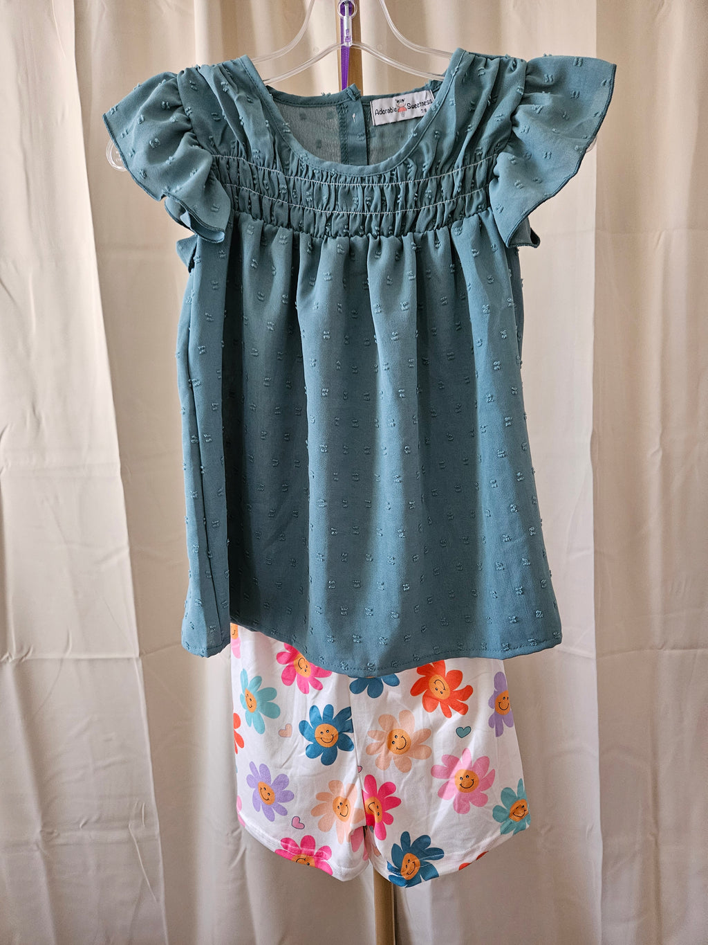 Adorable Sweetness Retro Happy Flower Short Set