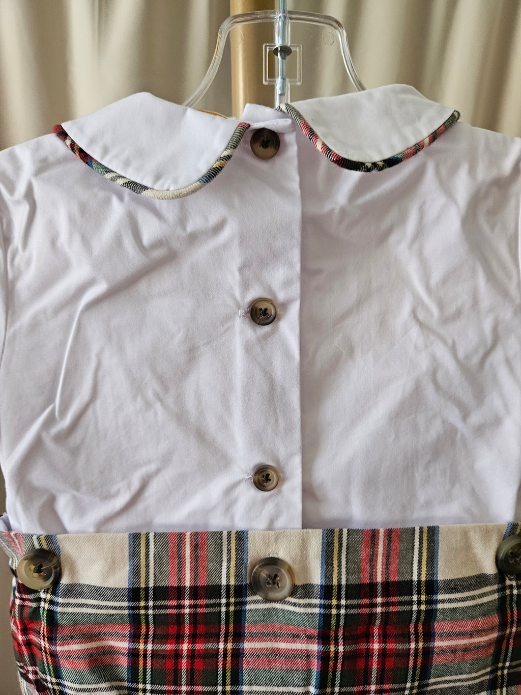 The Beaufort Bonnet Company Bryan Button Bubble Plaid Romper 6-12M