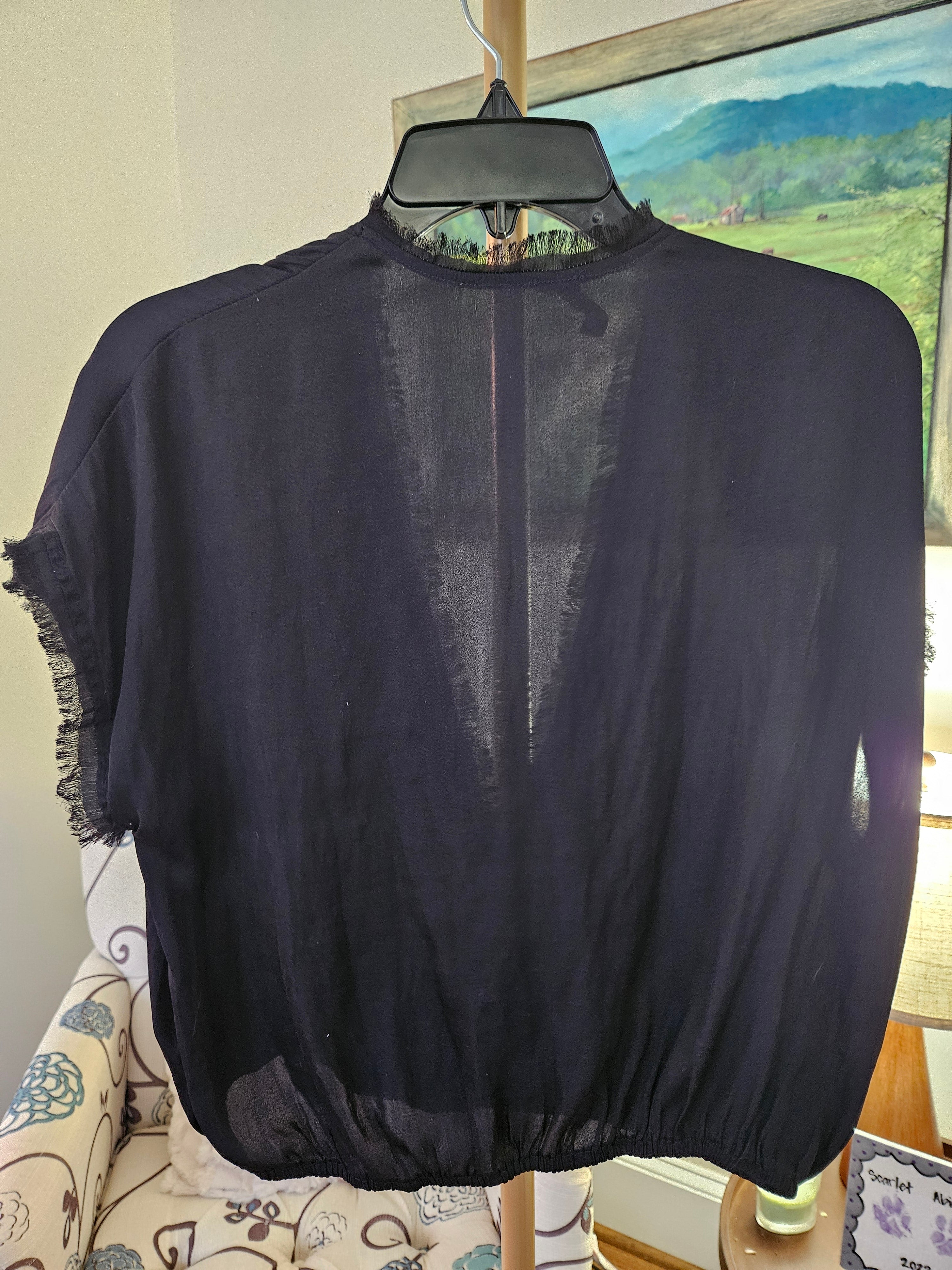 Bandit And The Babe Elegant Blk Deep V Shear Cropped Blouse Sz Sm