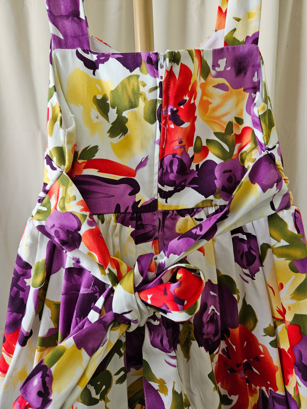 Rare Editions Vibrant Floral Sleeveless Dress with Tulle Skirt & Back Sash | Size 7
