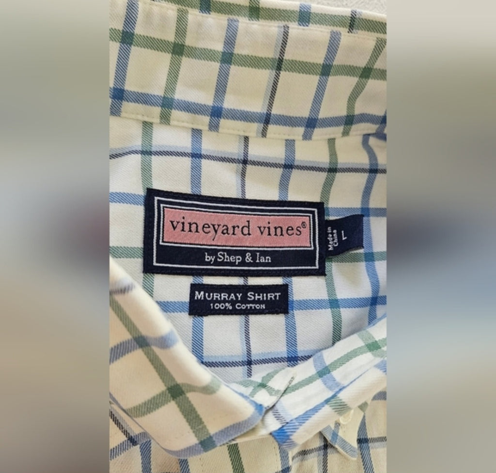 Vineyard Vines Blue& Green Longsleeve Murray Button Down Size Large