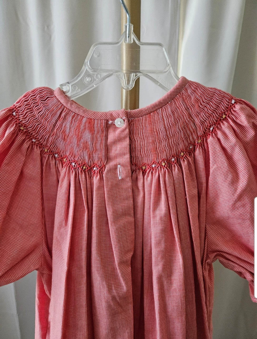 Amanda Remembered Vintage 2004 Red & White Microcheck Smocked Dress Sz 5Y