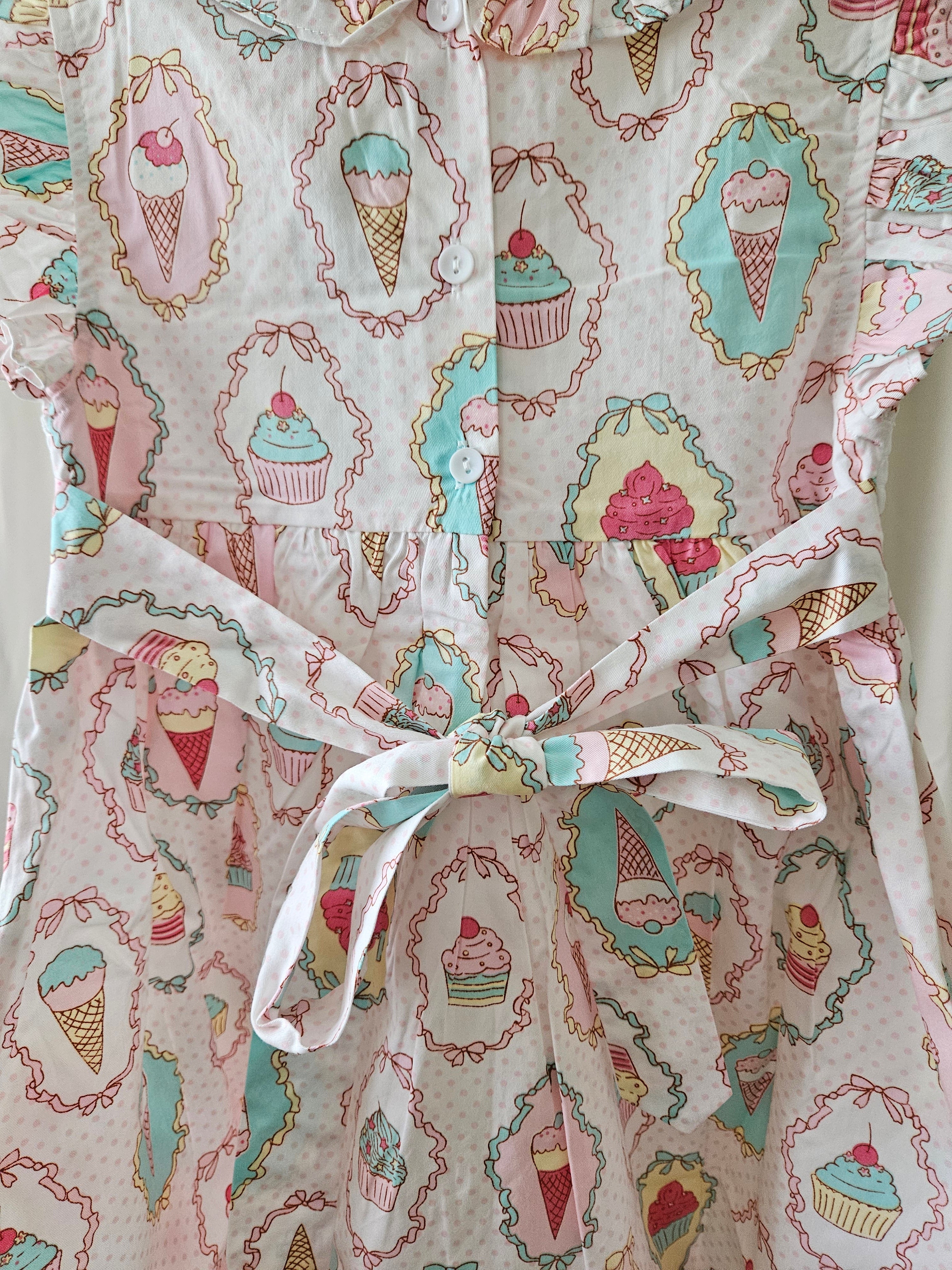Lil Cactus Birthday Girl Smocked Dress Polka Dot Cupcakes Ice Cream