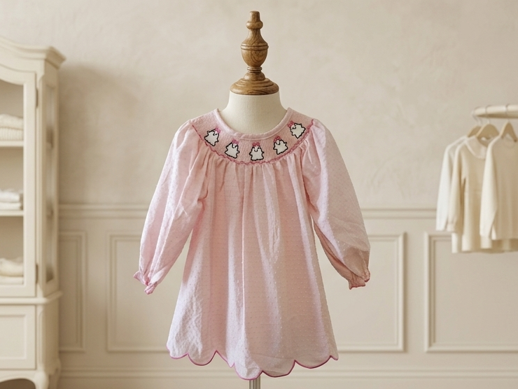 Rylee Faith Designs Smocked Ghost Bishop Dress