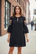 She & Sky A-line Dress Size Small. Embroidery on Flutter Sleeve