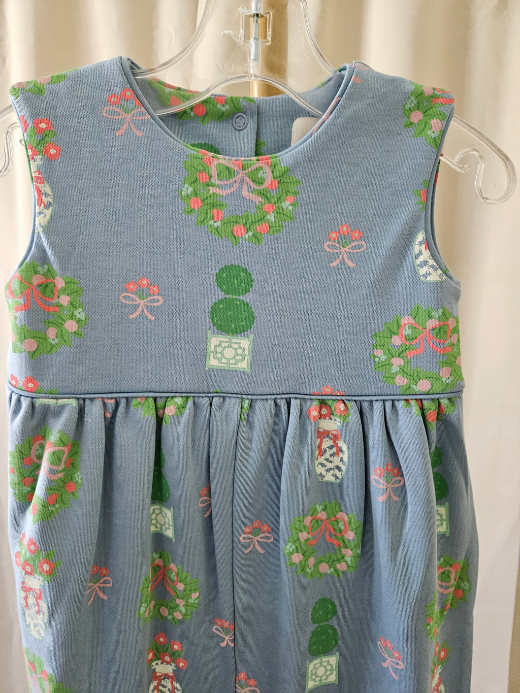The Beaufort Bonnet Company Rebecca Romper Topiaries & Tangerines Barrington Blue NWT 18-24M