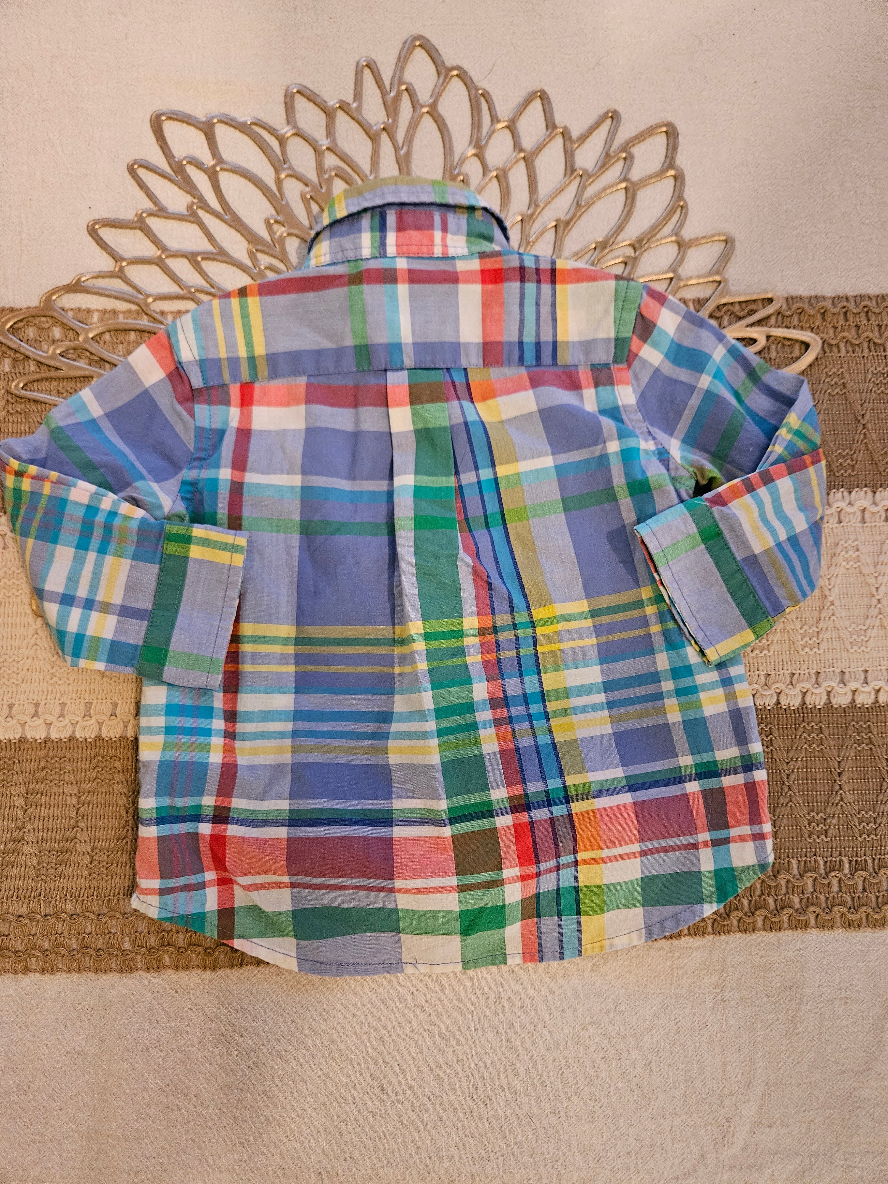 Ralph Lauren Colorful Plaid Kids Button Down Shirt Sz 6M