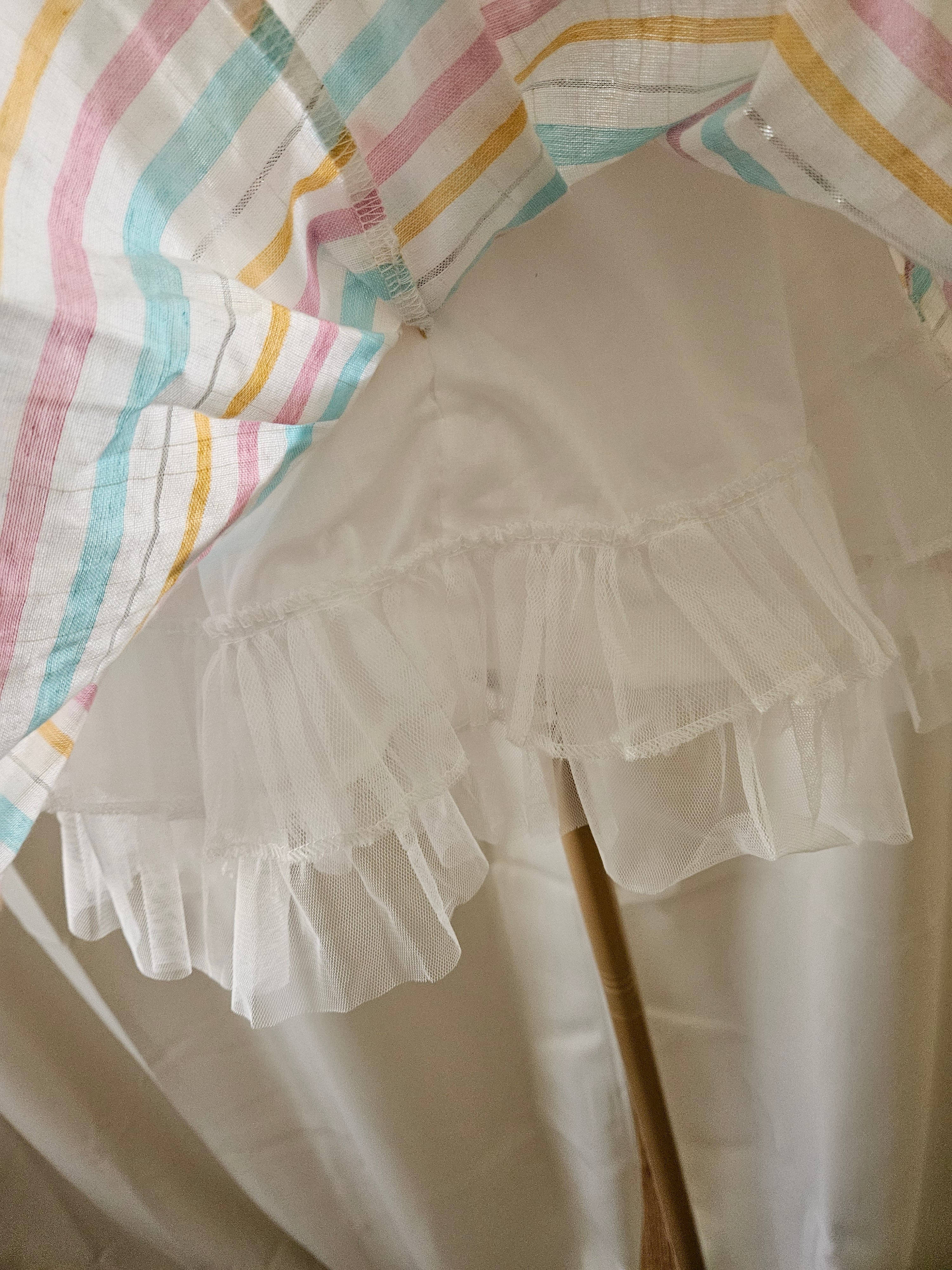 Rare Editions Pastel Striped Linen-Look Dress w/ Bow & Bloomers (24M)