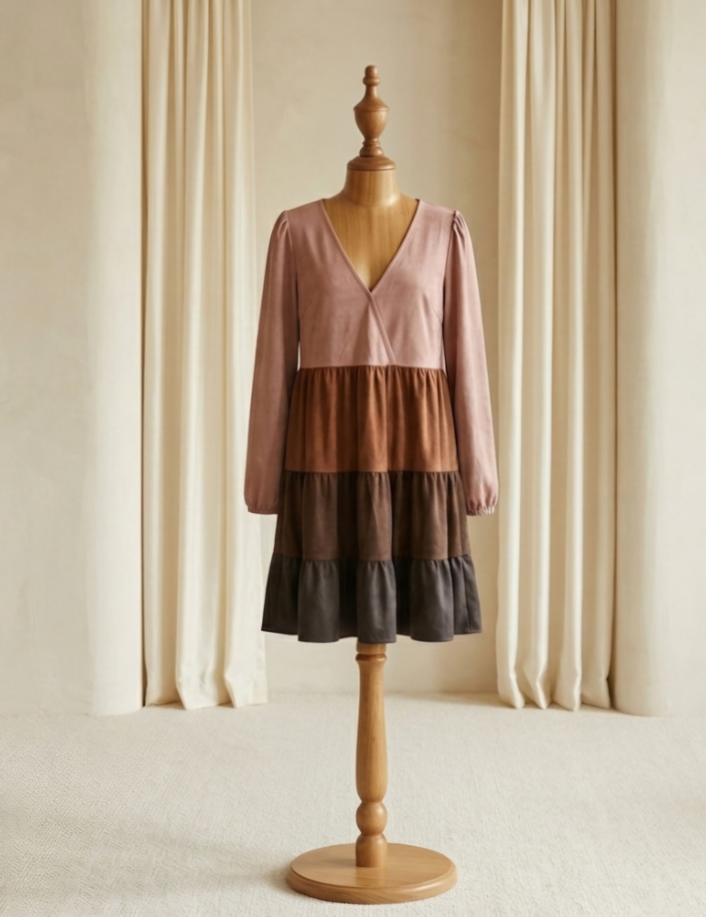 Color Blocked Faux Suede Mini Dress | Flying Tomato | L, XL, 2X