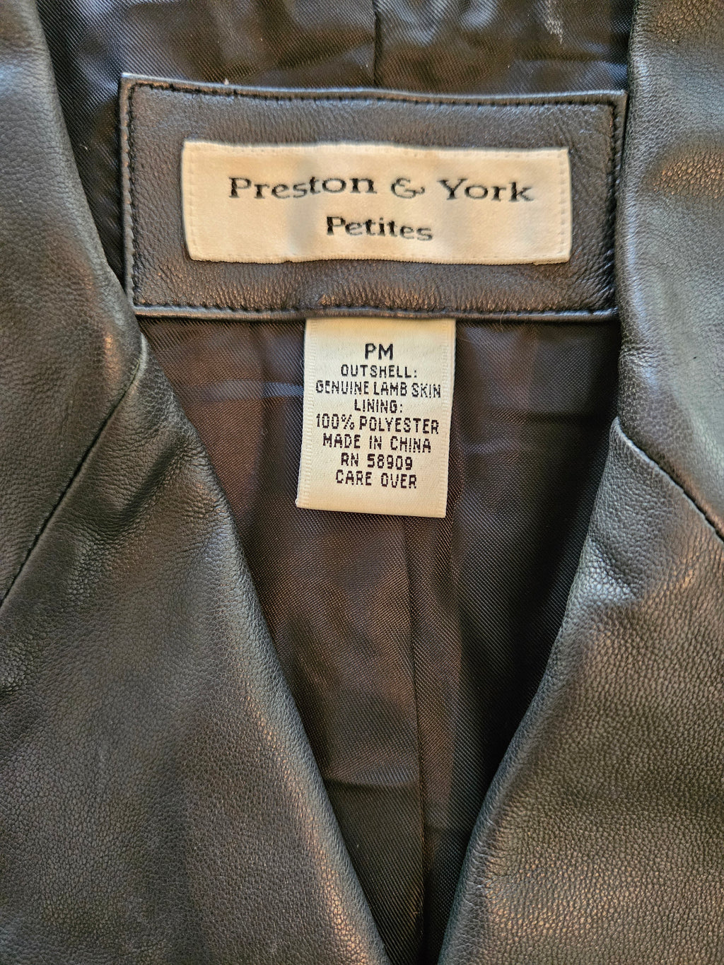 Preston & York Black Genuine Lamb Skin Jacket Sz Petitie Med