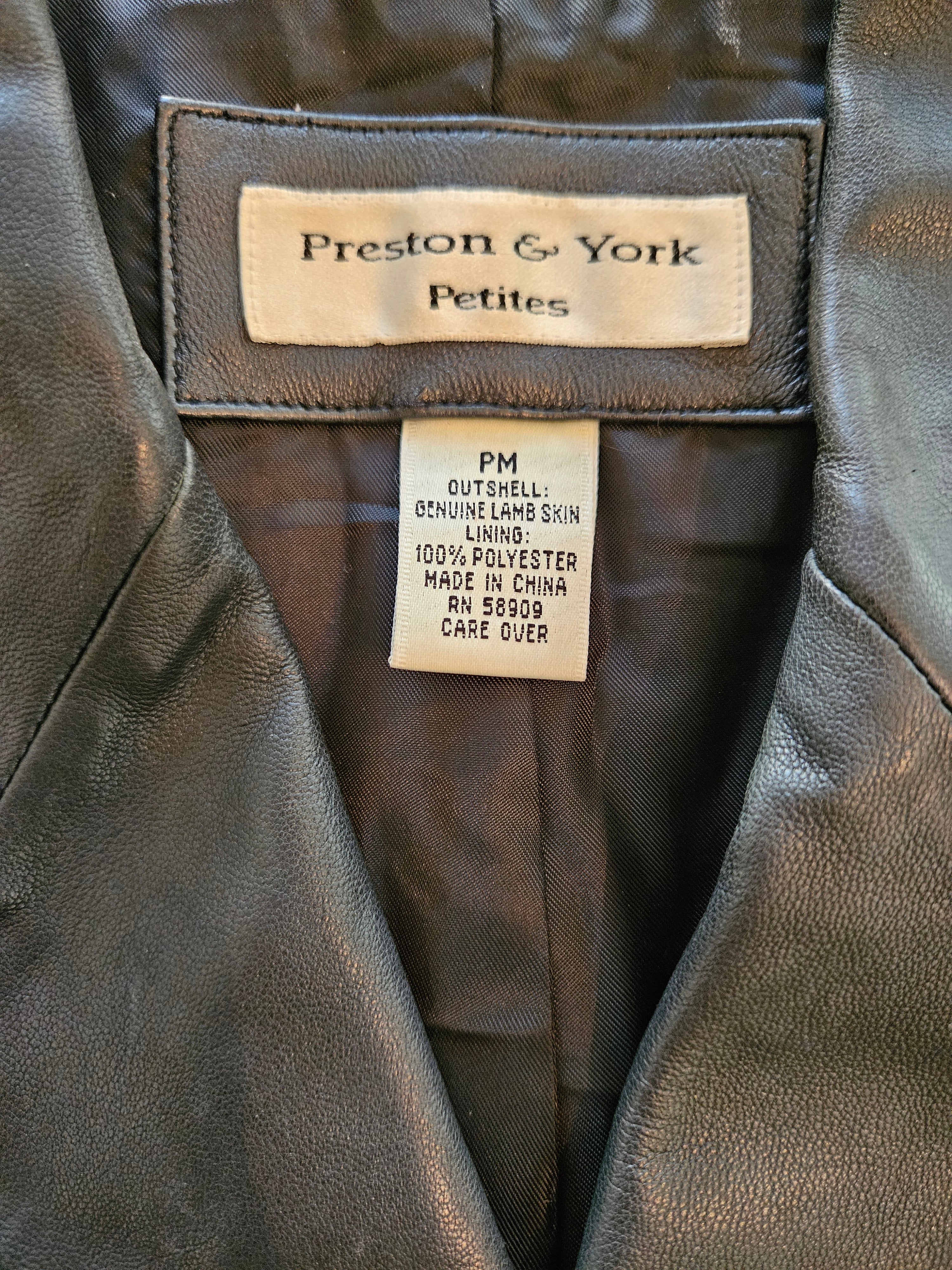 Preston & York Black Genuine Lamb Skin Jacket Sz Petitie Med