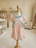 Custom Made Orange Plaid Pumpkin Smocked Dress Size 3T