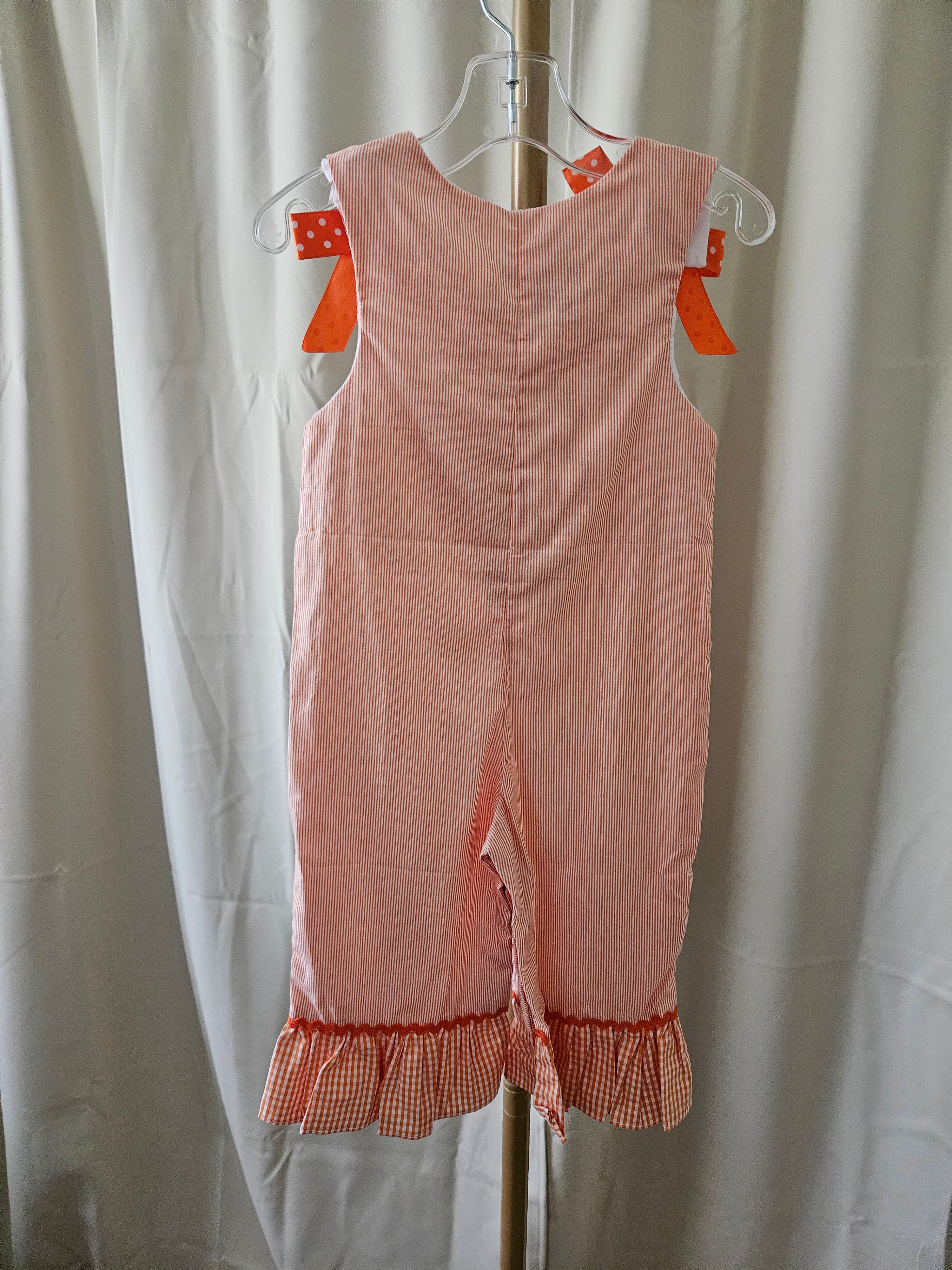 Lil Cactus Pumpkin Appliqué Pinstripe Romper Gingham Ruffle 12-18M