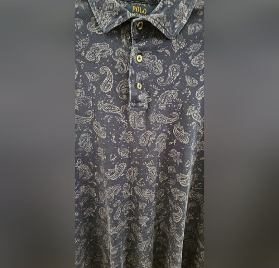 Polo Ralph Lauren Navy Paisley Classic Fit Polo Size XL