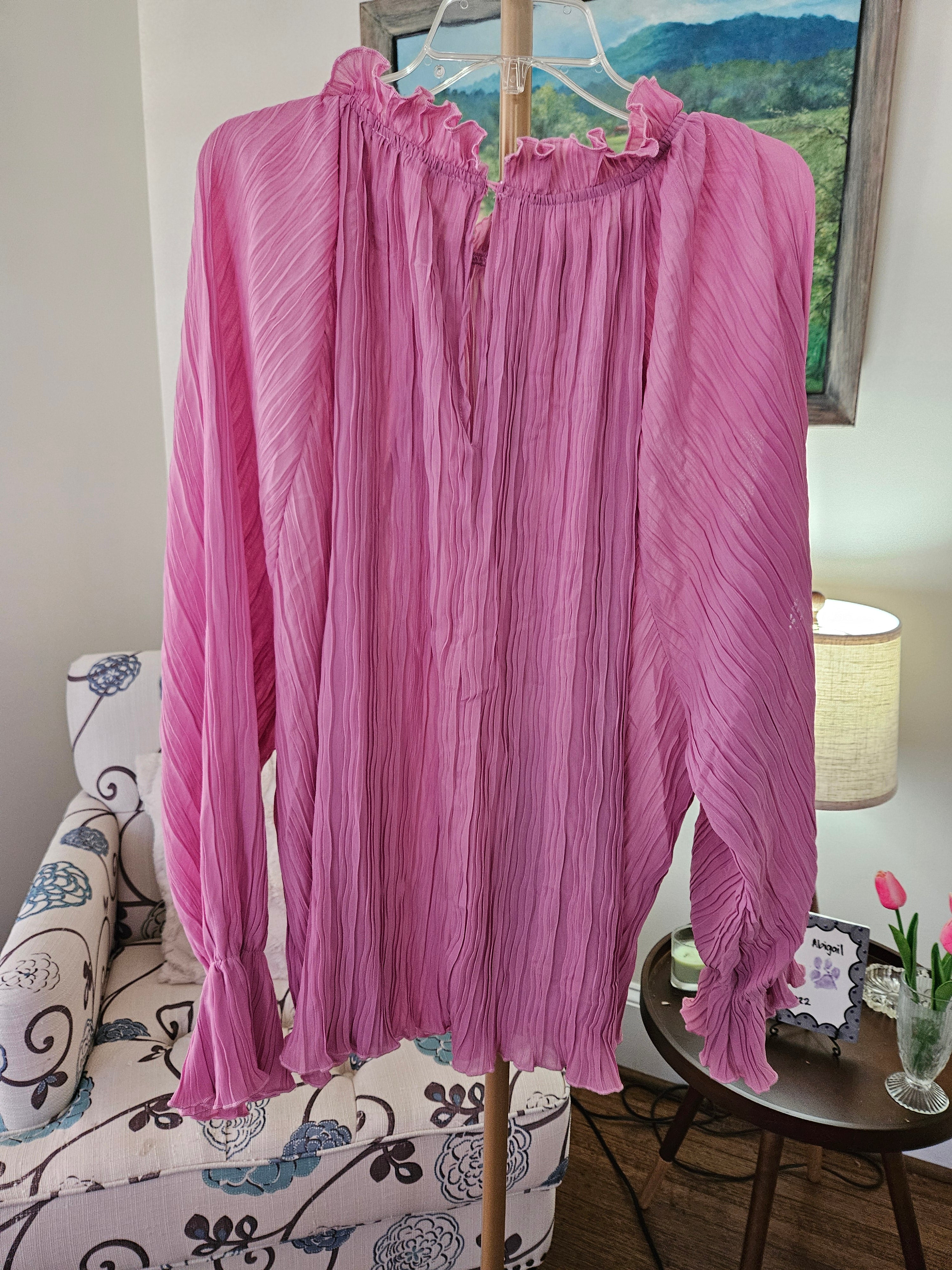 Impressions Mauve Pleated Blouse Sz 2X