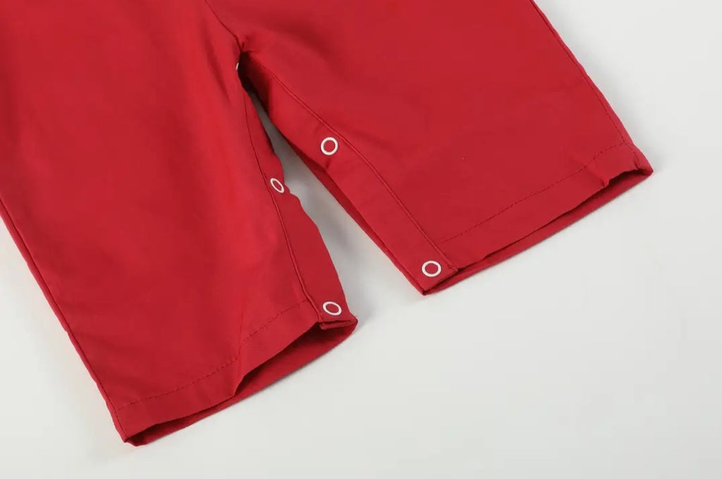 Lil' Cactus Red and Gray Football Smocked Overalls Sz 12-18M