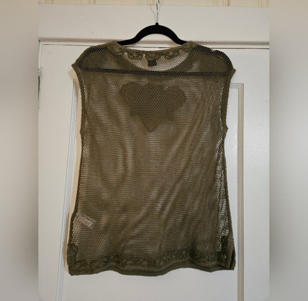 DKNY Net with Embellishments Sleeveless Shirt Size Xsmall