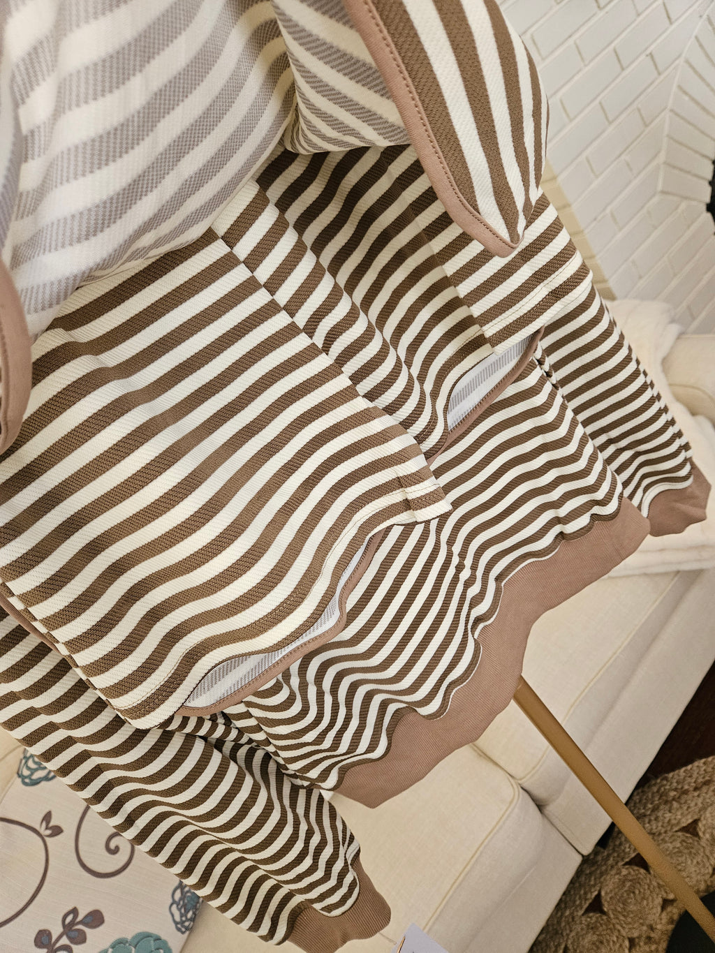 Lovesoft Brown Striped Textured 2pc Mini Skort Set Sz Med