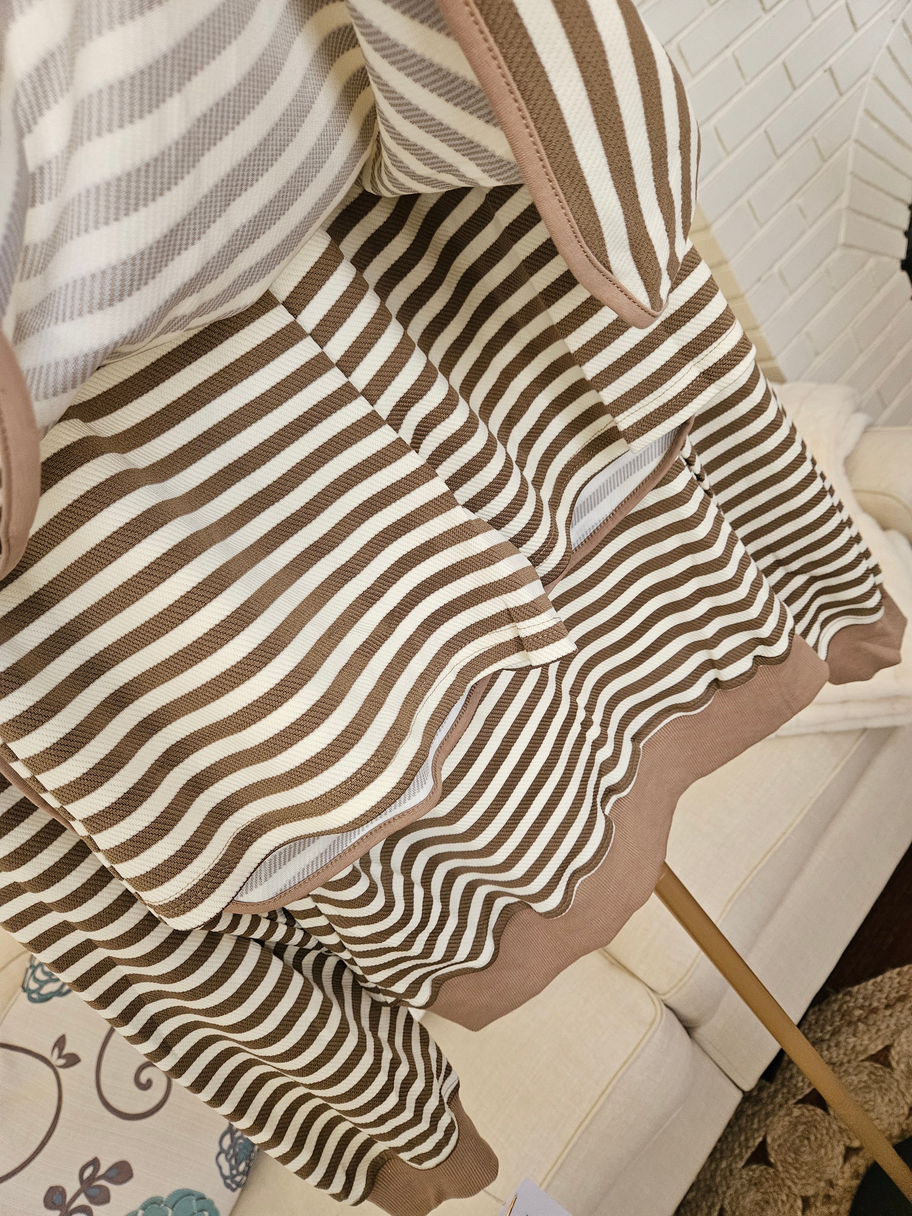 Lovesoft Brown Striped Textured 2pc Mini Skort Set Sz Med