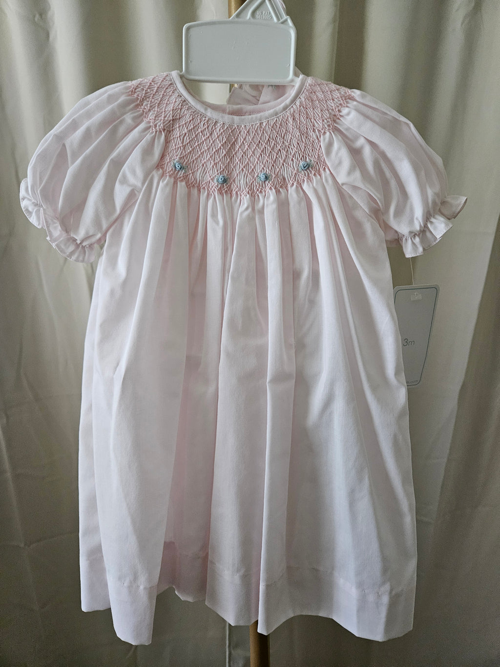 Petit Ami Pink Smocked Heirloom Day Gown + Bonnet Set