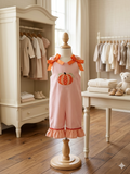 Lil Cactus Pumpkin Appliqué Pinstripe Romper Gingham Ruffle 12-18M